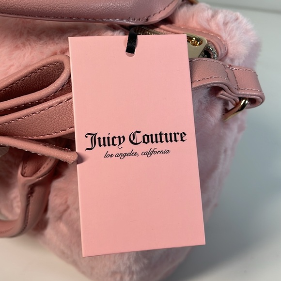 Juicy Couture Pink Faux Fur Taff Satchel Crossbody Bowling Bag - Picture 6 of 7
